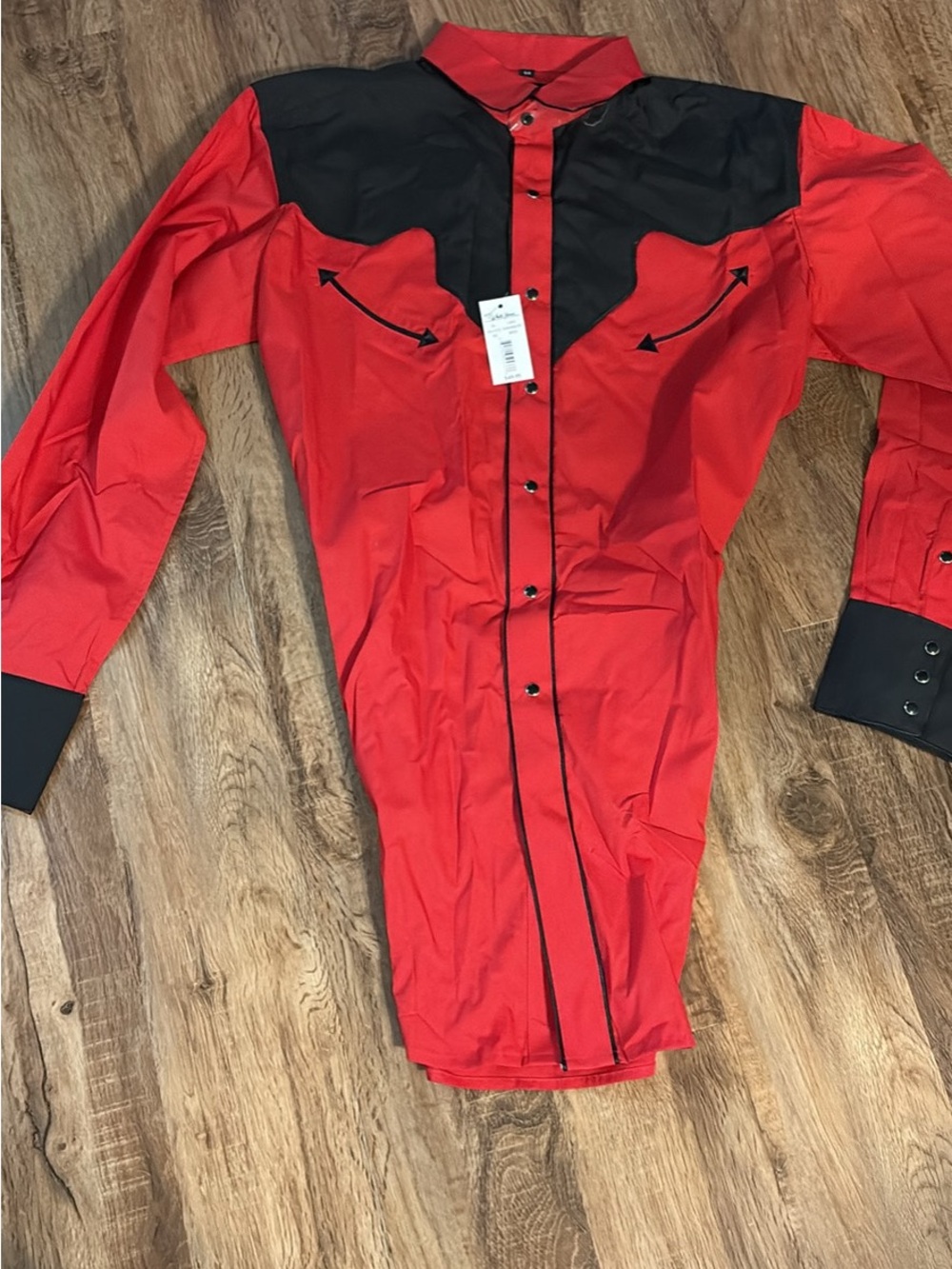 Western-Inspired White Horse brand Red & Black Snap-Front Western Shirt